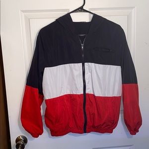 Red white and blue windbreaker
